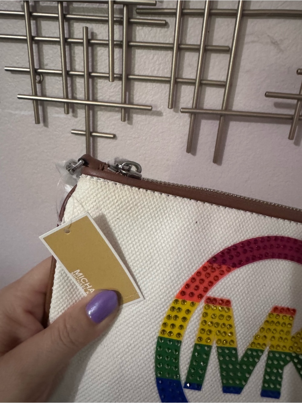 Michaels White Wristlet with Rainbow MK Logo - Picture 11 of 12